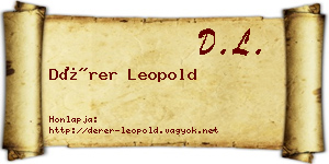 Dérer Leopold névjegykártya